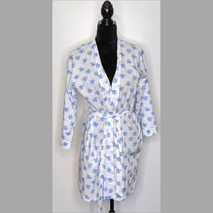 J.Crew Blue and White Floral Robe S/M NWT